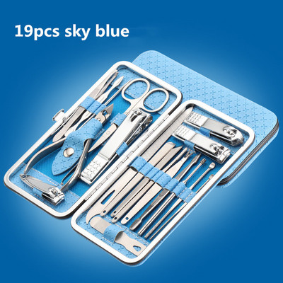 7/8/12/16/19db Vágó körömvágó szett Lábköröm olló Rozsdamentes acél körömvágó manikűr szépségápolási eszköz készlet