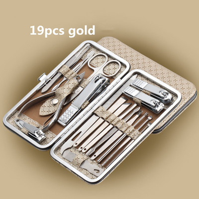 7/8/12/16/19db Vágó körömvágó szett Lábköröm olló Rozsdamentes acél körömvágó manikűr szépségápolási eszköz készlet