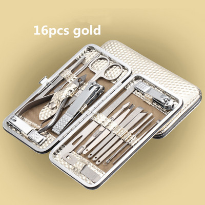 7/8/12/16/19db Vágó körömvágó szett Lábköröm olló Rozsdamentes acél körömvágó manikűr szépségápolási eszköz készlet