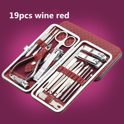 7/8/12/16/19db Vágó körömvágó szett Lábköröm olló Rozsdamentes acél körömvágó manikűr szépségápolási eszköz készlet