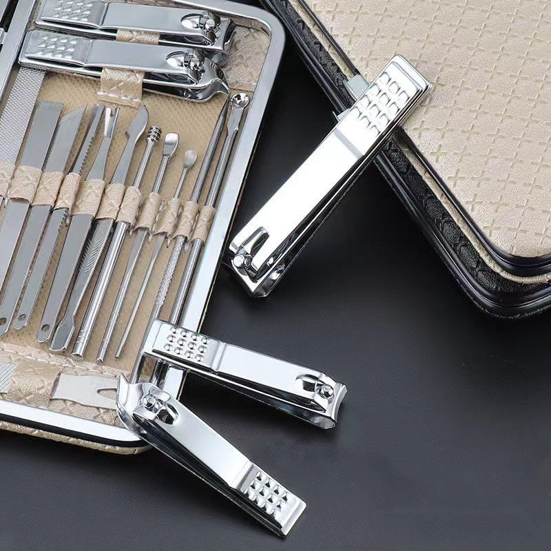 7/8/12/16/19db Vágó körömvágó szett Lábköröm olló Rozsdamentes acél körömvágó manikűr szépségápolási eszköz készlet