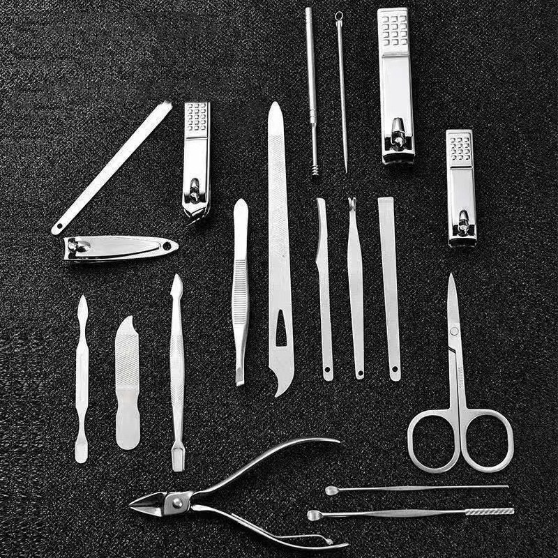 7/8/12/16/19db Vágó körömvágó szett Lábköröm olló Rozsdamentes acél körömvágó manikűr szépségápolási eszköz készlet