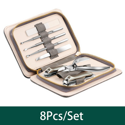 Set de 8 bucăți/set de tăietoare de unghii, foarfece pentru tăierea unghiilor din oțel inoxidabil, set de instrumente de tăiat unghii de înaltă calitate, set portabil de călătorie