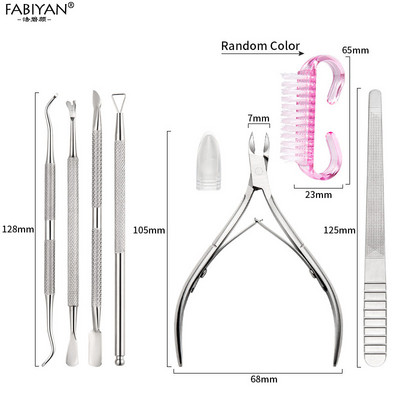 Nail Art Nipper Ollós Tisztítókefe Csiszolás Polírozó Reszelők Manikűr készlet UV Gél Lakk eltávolító Elhalt bőr Push Storage Box Kit