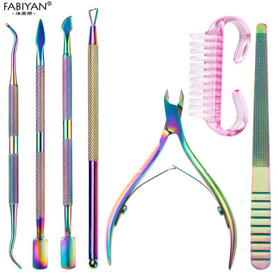Nail Art Nipper Ollós Tisztítókefe Csiszolás Polírozó Reszelők Manikűr készlet UV Gél Lakk eltávolító Elhalt bőr Push Storage Box Kit