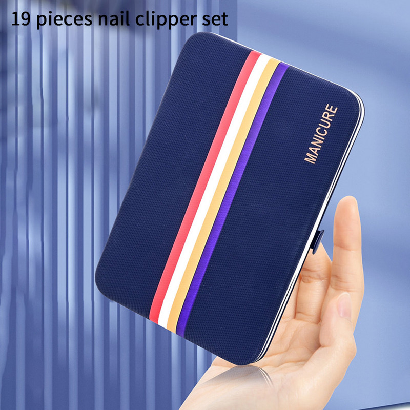 2023 9-19 komada Set rezača za nokte Set škarica za nokte od nehrđajućeg čelika Set sa sklopivom torbom Kompleti za manikuru Škare Šminka Alat za uljepšavanje Novo