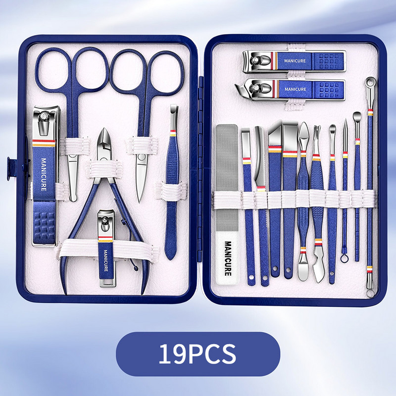 2023 9-19 komada Set rezača za nokte Set škarica za nokte od nehrđajućeg čelika Set sa sklopivom torbom Kompleti za manikuru Škare Šminka Alat za uljepšavanje Novo