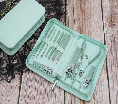 Pedikiūro manikiūro įrankis Nagų dailė nerūdijančio plieno odelių kirpimo žirklės, žirklės, valiklis, priežiūros rinkinio dėklas