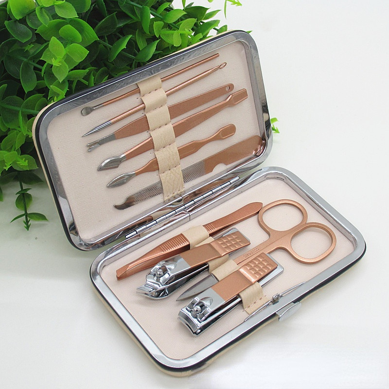 Pedikiūro manikiūro įrankis Nagų dailė nerūdijančio plieno odelių kirpimo žirklės, žirklės, valiklis, priežiūros rinkinio dėklas