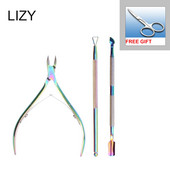 LIZY Manichiură Pensă pentru piele moartă Clești de frumusețe Cuticule Cutter Foarfecă Cuticule Push Trimmer Rindea unghii Instrument de pedichiură pentru arta unghiilor