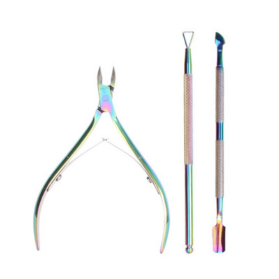 LIZY Manichiură Pensă pentru piele moartă Clești de frumusețe Cuticule Cutter Foarfecă Cuticule Push Trimmer Rindea unghii Instrument de pedichiură pentru arta unghiilor