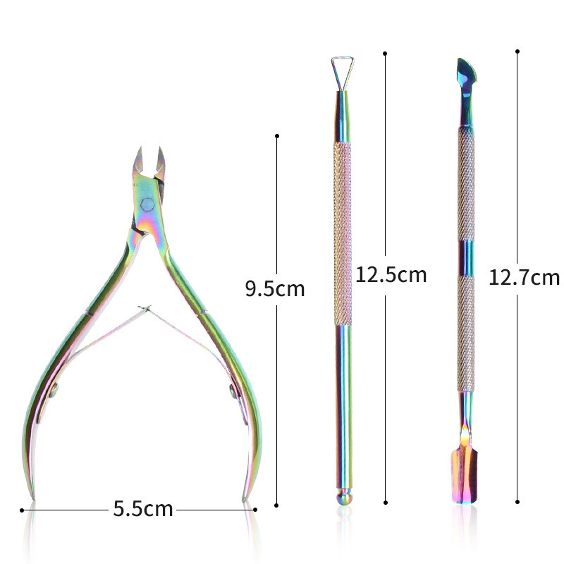 LIZY Manichiură Pensă pentru piele moartă Clești de frumusețe Cuticule Cutter Foarfecă Cuticule Push Trimmer Rindea unghii Instrument de pedichiură pentru arta unghiilor