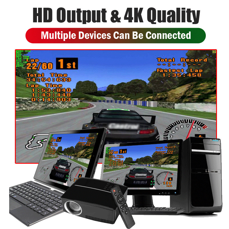 Hot Sell HD 4K M8 Game Stick Bežična konzola za videoigre 64GB Retro TV igre s dva 2.4G Gamepada za GBA/PS1