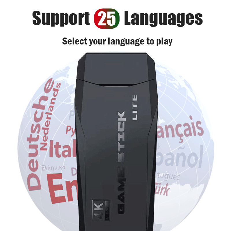 Hot Sell HD 4K M8 Game Stick Bežična konzola za videoigre 64GB Retro TV igre s dva 2.4G Gamepada za GBA/PS1