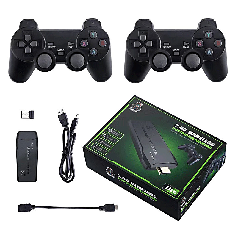 Hot Sell HD 4K M8 Game Stick Bežična konzola za videoigre 64GB Retro TV igre s dva 2.4G Gamepada za GBA/PS1