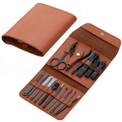 Grickalica za nokte, 16 kom/komplet turpija za manikuru, pedikura, alat s futrolom od umjetne kože savršene je veličine za vašu torbicu na putovanju