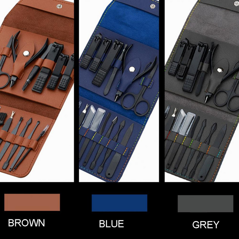 Grickalica za nokte, 16 kom/komplet turpija za manikuru, pedikura, alat s futrolom od umjetne kože savršene je veličine za vašu torbicu na putovanju