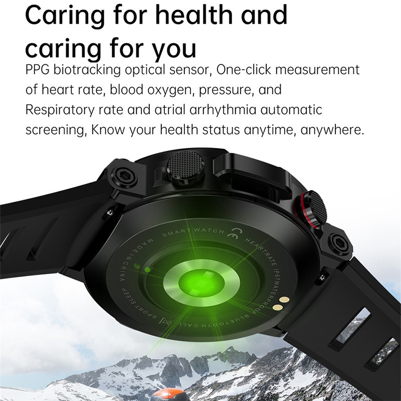 Outdoor Sports Smart Watch 400 Mah suur aku 1,39" 360 * 360 Mehed Vastavad kõne Veekindel Fitness Tracker Dial Call Nutikell