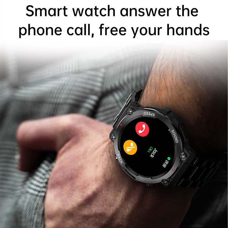 Outdoor Sports Smart Watch 400 Mah suur aku 1,39" 360 * 360 Mehed Vastavad kõne Veekindel Fitness Tracker Dial Call Nutikell