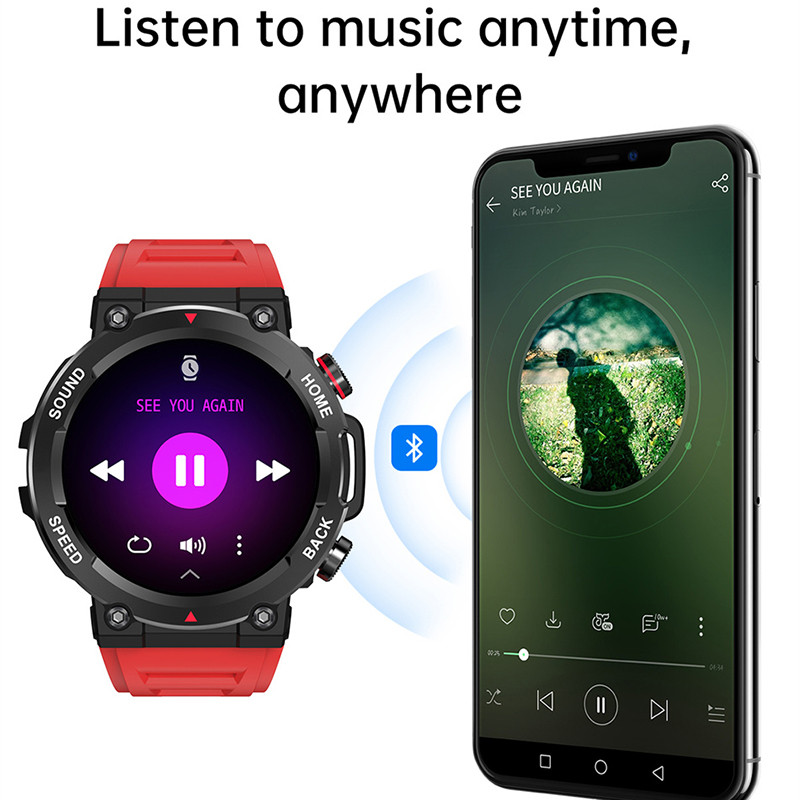 Outdoor Sports Smart Watch 400 Mah suur aku 1,39" 360 * 360 Mehed Vastavad kõne Veekindel Fitness Tracker Dial Call Nutikell