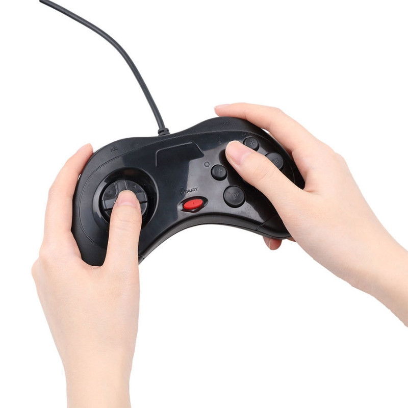 Culoare alb negru Mini USB Gamepad cu fir Controller pentru jocuri pe computer pentru computer pentru stilul SS Saturn