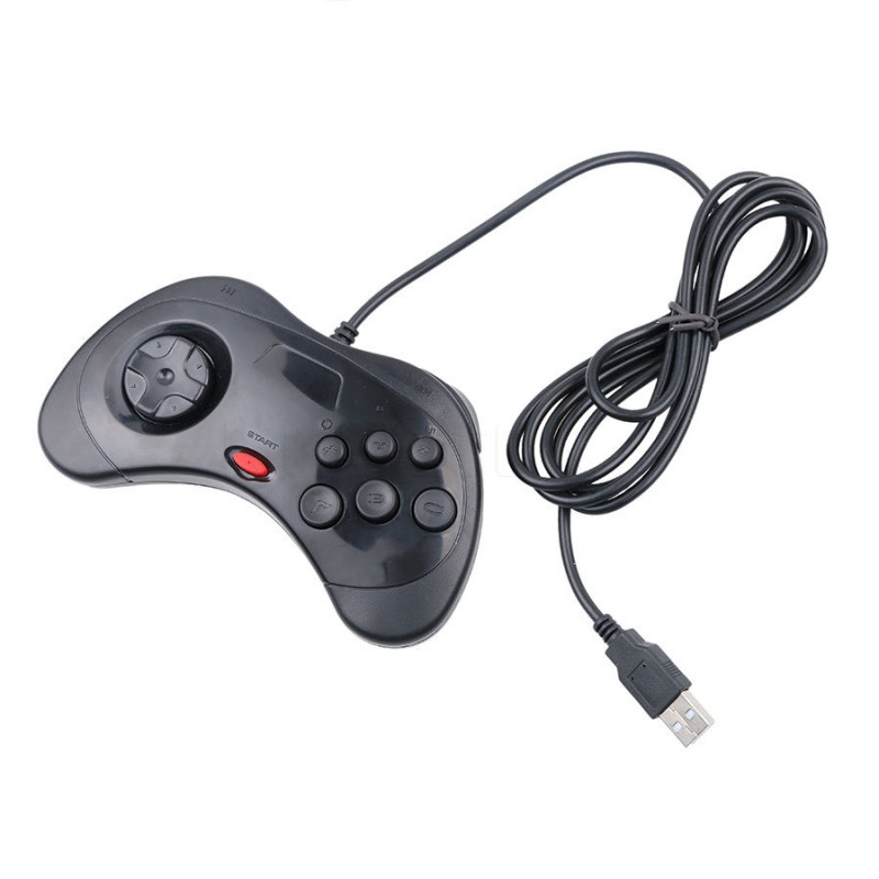 Culoare alb negru Mini USB Gamepad cu fir Controller pentru jocuri pe computer pentru computer pentru stilul SS Saturn