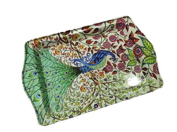 Поднос Ahelos, Паун, За кафе, Метален, 25х17 см