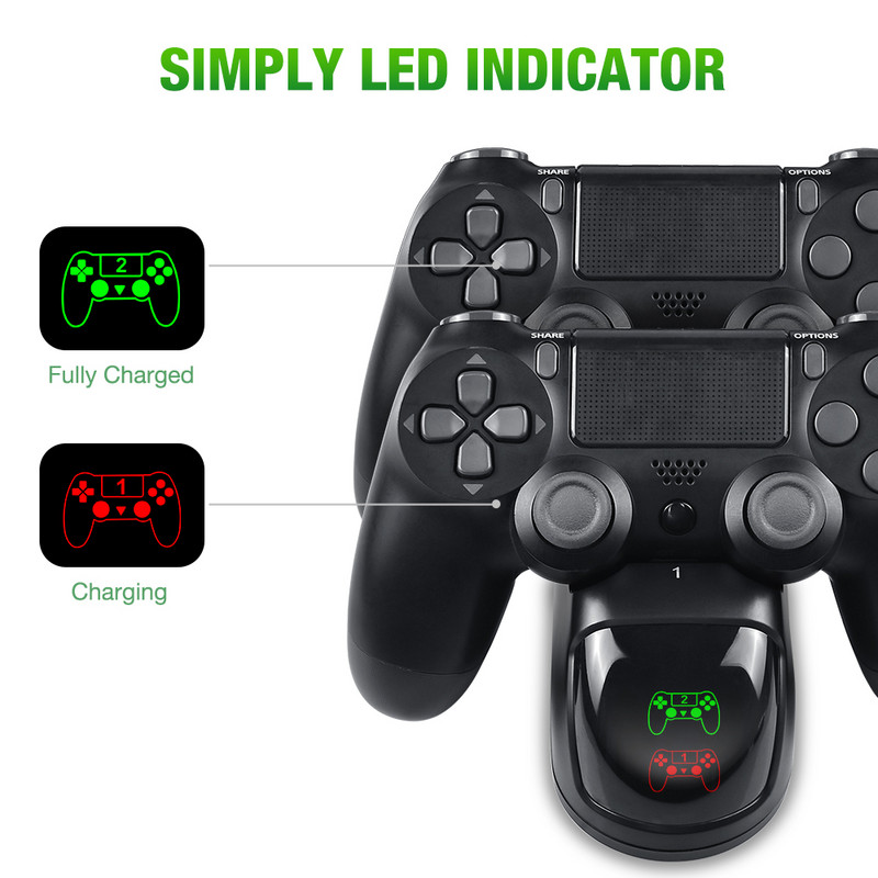 Punjač s dva kontrolera za PS4 Slim Pro USB Dock Station za brzo punjenje s LED indikatorom za Playstation 4 Dualshock 4 Gamepad