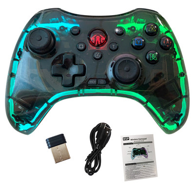 Wireless BT LED transparent Gamepad luminos pentru NS Switch Consola Game Controller Joystick pentru Switch PS3 PS4 Android PC Dispozitiv