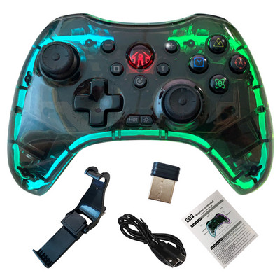 Wireless BT LED transparent Gamepad luminos pentru NS Switch Consola Game Controller Joystick pentru Switch PS3 PS4 Android PC Dispozitiv