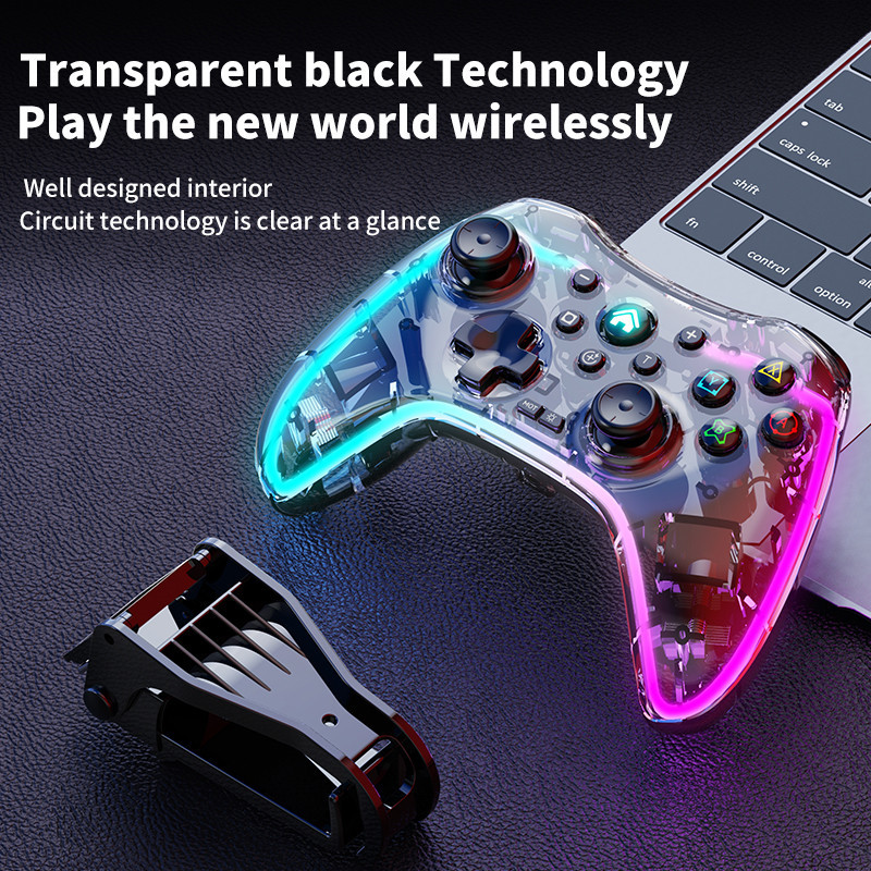 Wireless BT LED transparent Gamepad luminos pentru NS Switch Consola Game Controller Joystick pentru Switch PS3 PS4 Android PC Dispozitiv