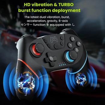 Ελεγκτής Switch, Wireless Pro Controller για NS Switch Remote Gamepad Joystick, Ρυθμιζόμενος κραδασμός Turbo, Εργονομικός αντιολισθητικός