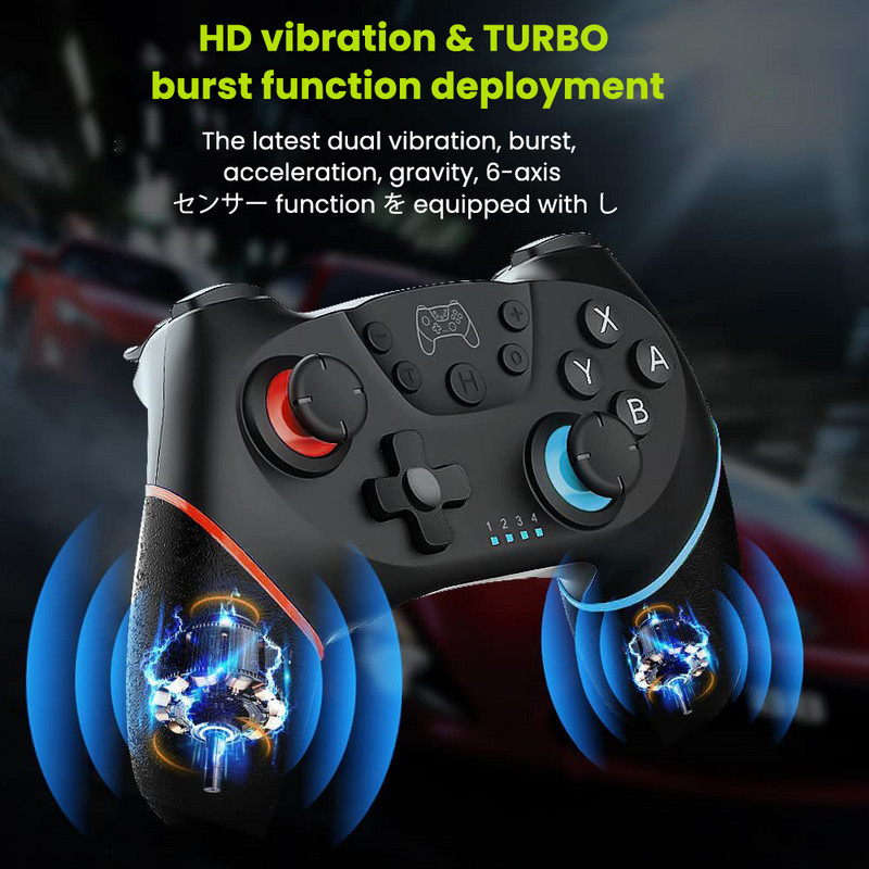 Controler comutator, controler wireless Pro pentru NS Switch Joystick pentru gamepad la distanță, vibrație turbo reglabilă, ergonomic anti-alunecare