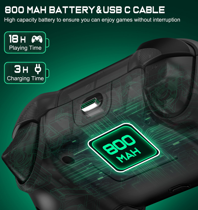 Controler fără fir RGB pentru Nintendo Switch/Switch OLED/Switch Lite/Android/IOS cu taste programabile Gamepad cu fir pentru PC