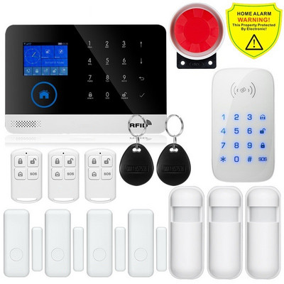 Cel mai nou wireless Home Security Tuya WIFI GSM SIM card EN RU ES PL DE Sistem de alarmă inteligent comutabil Tuya APP RFID Telecomandă