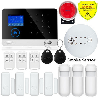 Cel mai nou wireless Home Security Tuya WIFI GSM SIM card EN RU ES PL DE Sistem de alarmă inteligent comutabil Tuya APP RFID Telecomandă