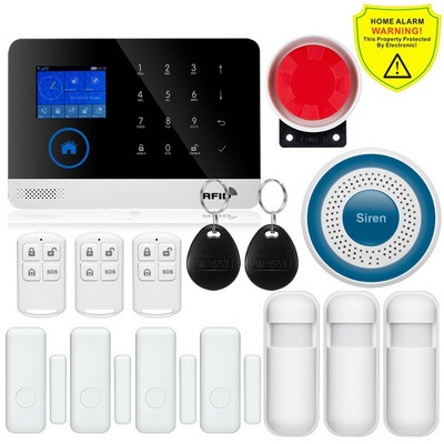 Cel mai nou wireless Home Security Tuya WIFI GSM SIM card EN RU ES PL DE Sistem de alarmă inteligent comutabil Tuya APP RFID Telecomandă