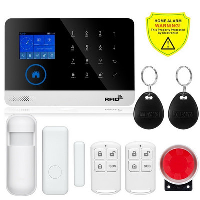 Cel mai nou wireless Home Security Tuya WIFI GSM SIM card EN RU ES PL DE Sistem de alarmă inteligent comutabil Tuya APP RFID Telecomandă