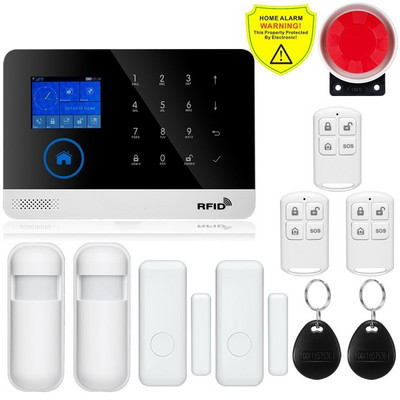 Cel mai nou wireless Home Security Tuya WIFI GSM SIM card EN RU ES PL DE Sistem de alarmă inteligent comutabil Tuya APP RFID Telecomandă