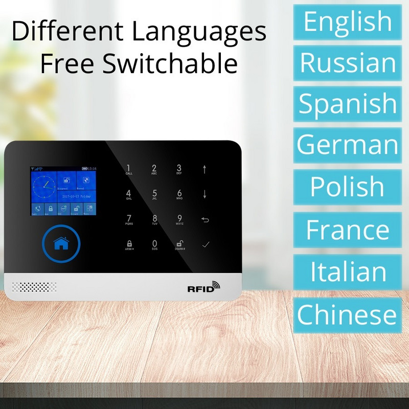 Cel mai nou wireless Home Security Tuya WIFI GSM SIM card EN RU ES PL DE Sistem de alarmă inteligent comutabil Tuya APP RFID Telecomandă