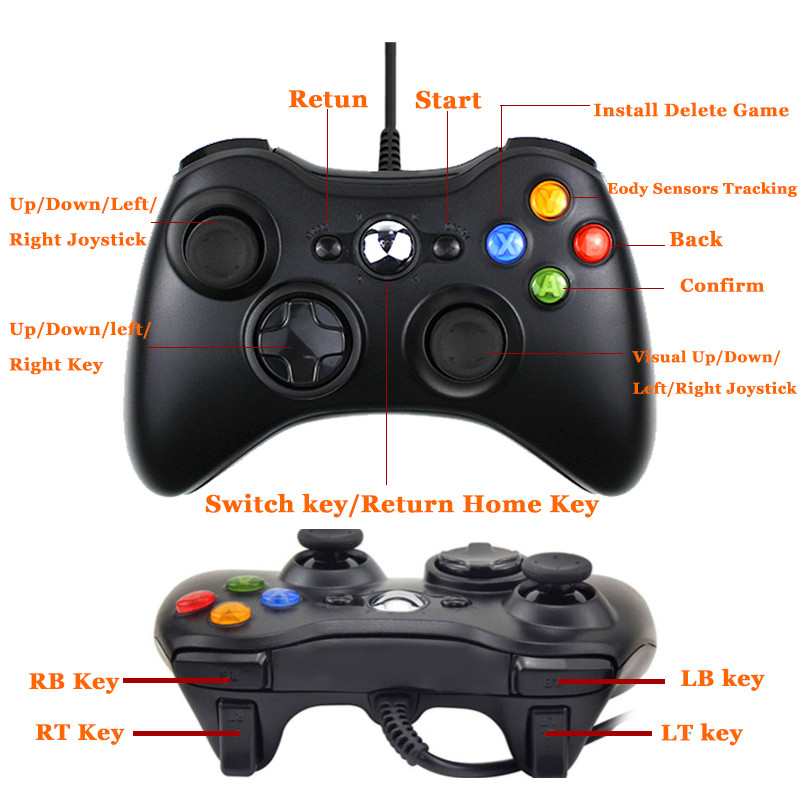 Gamepad cu fir USB pentru PC Controler Xbox 360 Gaming Joystick cu vibrație duală pentru PC Controler Gamepad-uri Joypad pentru Windows 7 8 10