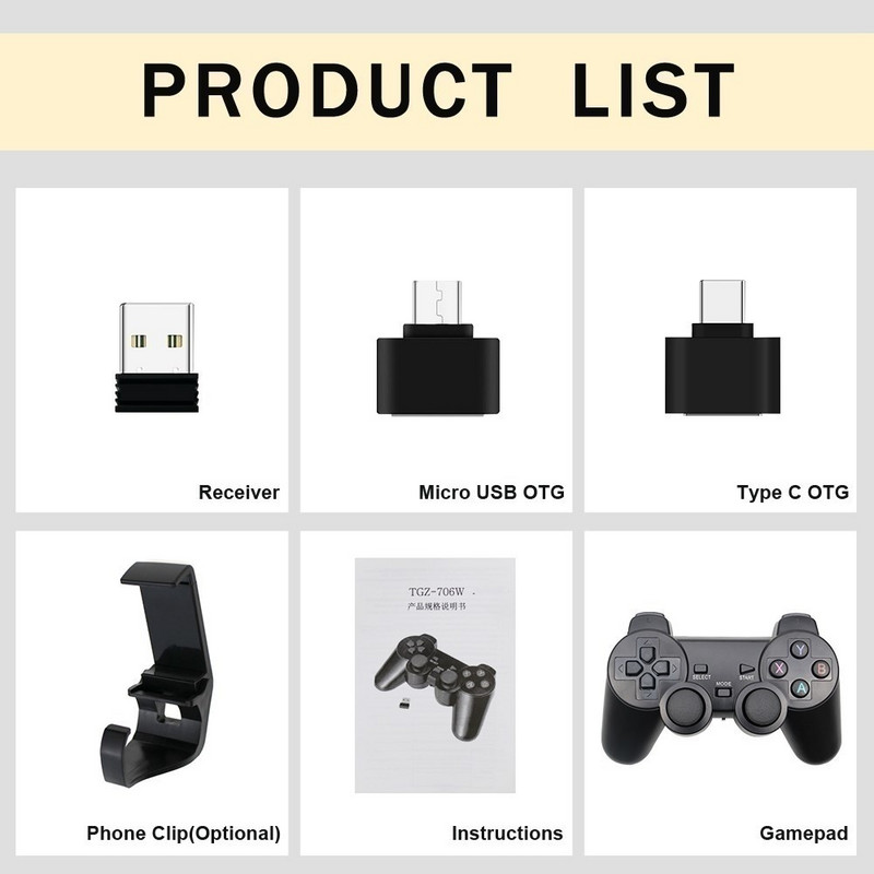 Pad de jocuri fără fir pentru telefon Android/TV, Joystick Box 2.4G Joypad USB PC Game Controller pentru Xiaomi Smartphone Livrare gratuită