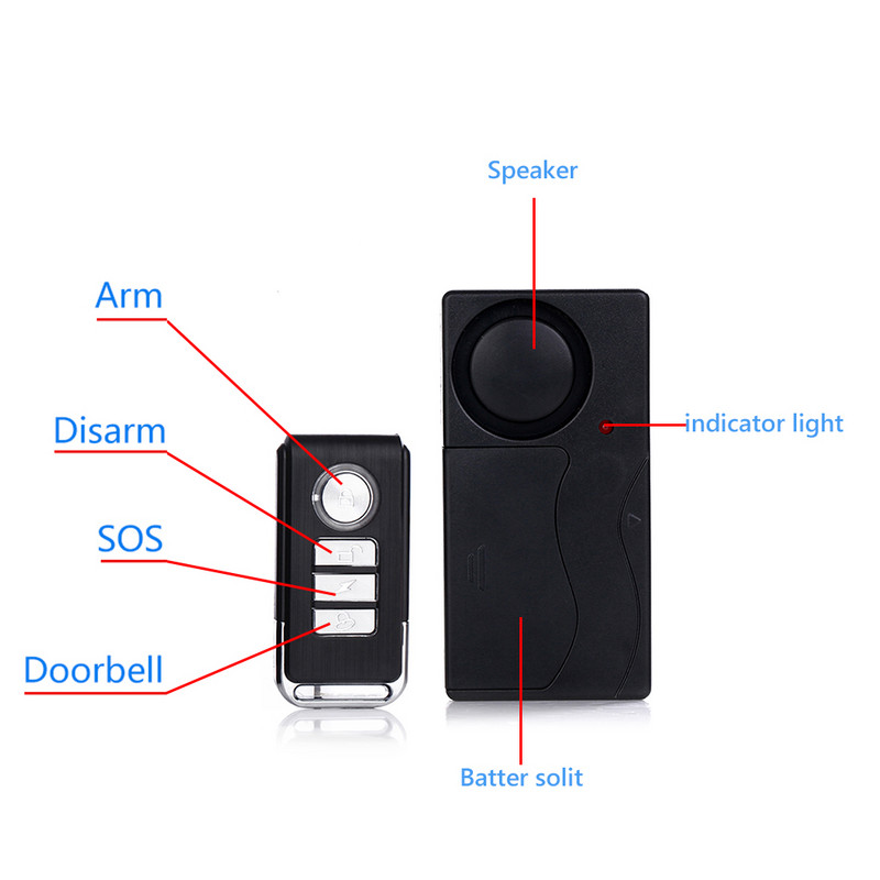 Telecomandă fără fir de securitate pentru biciclete Senzor de vibrații Sistem de alarmă de avertizare Memento anti-pierdere pentru motociclete Detector de alarmă SOS