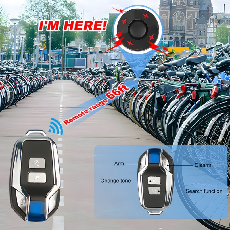 N58E Alarm za bicikl protiv krađe s daljinskim upravljačem, stražnje svjetlo za bicikl, tražilo za bicikl, punjivo za eBike, cestovni bicikl, motocikl