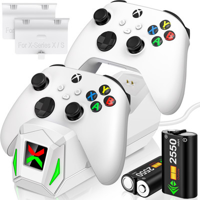 Încărcător controler pentru Xbox One X/S cu baterii 2x2550mAh Stație de andocare de încărcare rapidă pentru Xbox Series X/Xbox Series S Gamepad