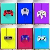 Πολύχρωμο χειριστήριο παιχνιδιών Gamepad PS4 Canvas Painting Αφίσες και εκτυπώσεις τοίχου για διακόσμηση σπιτιού σαλονιού