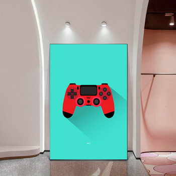 Цветен контролер за игри Геймпад PS4 Платно за рисуване Плакати и щампи Стенно изкуство за хол Декорация на дома Живопис