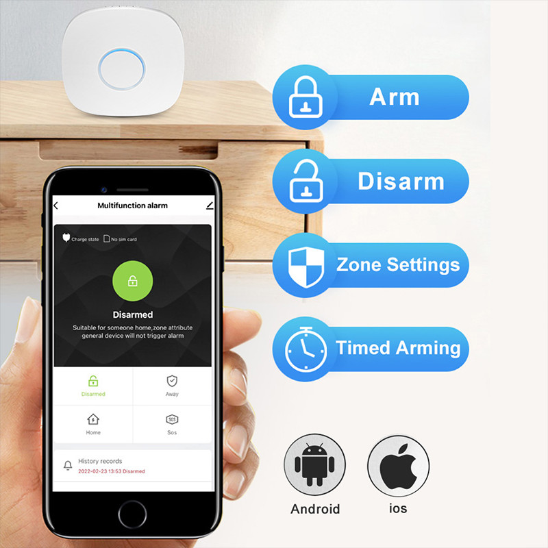 Kit sistem de alarmă pentru securitate la domiciliu fără fir 4G Tuya Alertă inteligentă de la distanță 120dB Sunet mare 433Mhz Senzor de mișcare PIR Detector de ușă deschisă