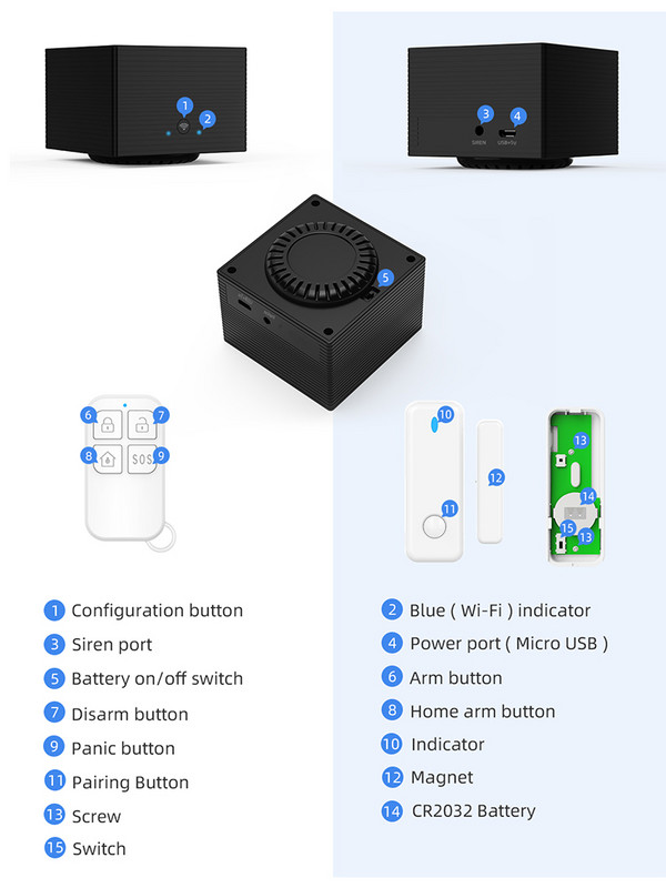 CPVAN CP8 viedās mājas signalizācijas sistēma Alexa atbalsts 2.4G 5G WiFi bezvadu Tuya House drošības trauksmes komplekts kustības sensora durvju detektors