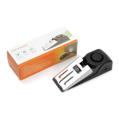 Opritor de ușă Alarma negru antifurt portabil 120db Opritoare de ușă de securitate pentru podea de securitate pentru acasă, hotel, dormitor, feronerie de siguranță